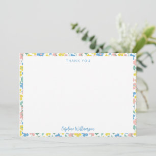 Carte De Remerciements Boho Blue Jaune Ditsy Floral Baby shower personnal