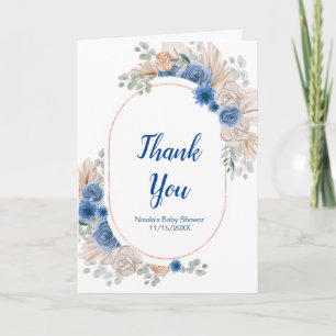 Carte De Remerciements Boho Blue Pampas Grass Baby shower