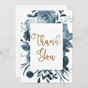 Carte De Remerciements Boho Blue Watercolor Baby shower Floral