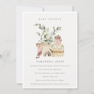 Carte De Remerciements Boho Blush Nursery Foliage Girl Baby shower Invita