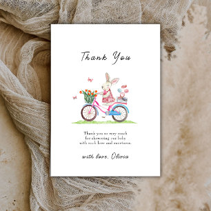 Carte De Remerciements Boho Bonjour Lapin Bicyclette Macarons Baby Shower