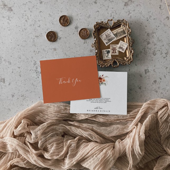 Carte De Remerciements Boho Botanique Automne Floral Flat Mariage (Créateur téléchargé)