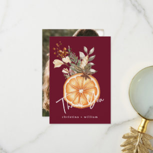 Carte De Remerciements Boho Bourgogne Vacances d'hiver Mariage séché Oran