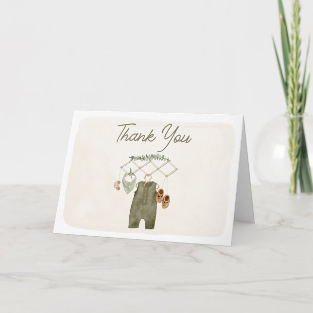 Carte De Remerciements Boho Boy Baby Clothes Baby Shower (Devant)