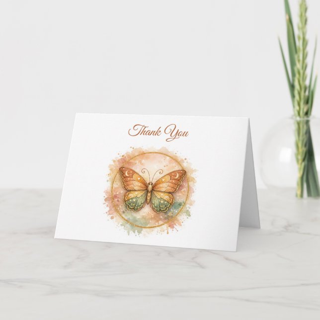 Carte De Remerciements Boho Butterfly Funeral Thank You Card (Devant)