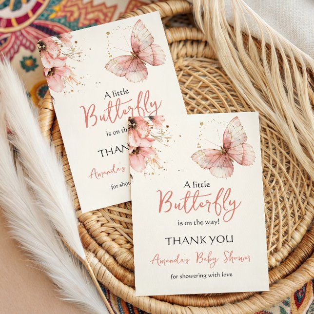 Carte De Remerciements Boho Butterfly Wildflower Floral Girl Baby Shower (Créateur téléchargé)