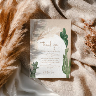 Carte De Remerciements Boho cactus pampas arche désert enterrement de vie