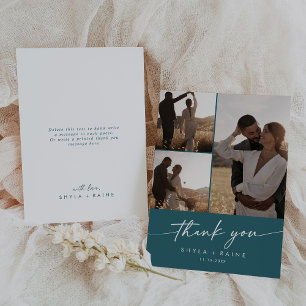 Carte De Remerciements Boho Chic Blue Mariage photo Collage