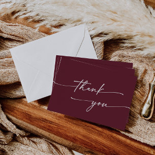 Carte De Remerciements Boho Chic Bourgogne Rouge Mariage plat