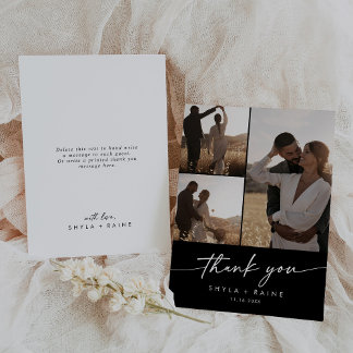 Carte De Remerciements Boho Chic COLOR ÉDITABLE Mariage Photo Collage
