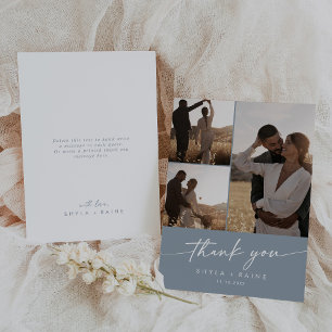 Carte De Remerciements Boho Chic Dusty Blue Mariage Photo Collage