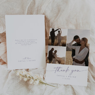 Carte De Remerciements Boho Chic Dusty Purple Mariage Photo Collage