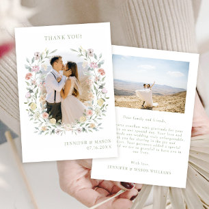 Carte De Remerciements Boho Chic Floral Greenery Mariage Photo