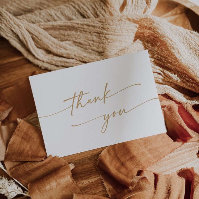 Carte De Remerciements Boho Chic Gold et White Flat Mariage (Créateur téléchargé)