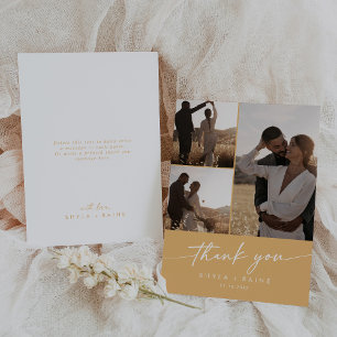 Carte De Remerciements Boho Chic Jaune Marigold Mariage Photo Collage