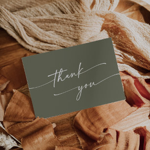 Carte De Remerciements Boho Chic Olive Vert rose Mariage plat