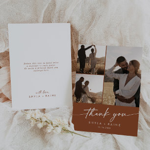 Carte De Remerciements Boho Chic Terracotta Mariage Photo Collage