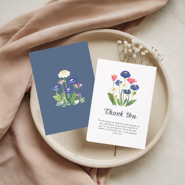 Carte De Remerciements Boho Cornflower Daisy Thank You Card Baby Shower  (Créateur téléchargé)