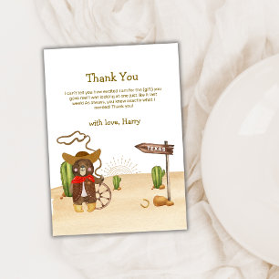 Carte De Remerciements Boho Cowboy Bear Western Rodeo Cactus Baby shower