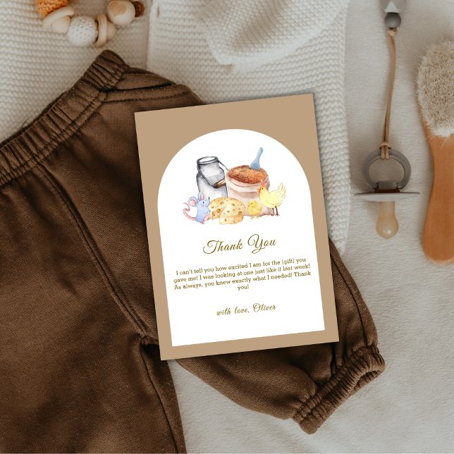 Carte De Remerciements Boho Cultivé Localement Agritourisme Baby shower d (Boho Locally Grown Farm Chicken Mouse Baby Shower Thank You Card)