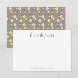 Carte De Remerciements Boho Daisy Chain Floral Taupe Baby shower personna