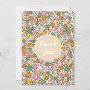 Carte De Remerciements Boho Daisy Flowers les années 70 Floral Super