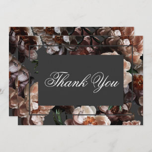 Carte De Remerciements Boho Dark Peony Flowers Mariage moderne