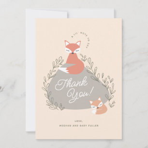 Carte De Remerciements Boho de crème Boho Bois renards Baby shower plat