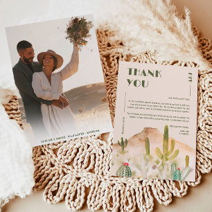 Carte De Remerciements Boho Desert Cactus Arizona Destination Mariage