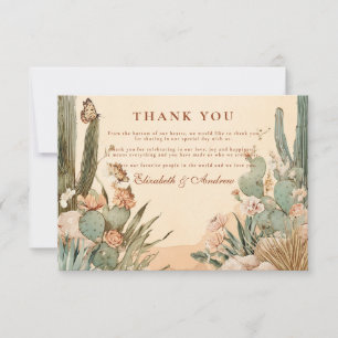Carte De Remerciements Boho Desert Cactus Floral Mariage