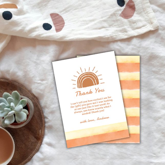 Carte De Remerciements Boho Desert Ici Vient Le Fils Bébé Douche (Boho Desert Here Comes The Son Baby Shower Thank You Card)