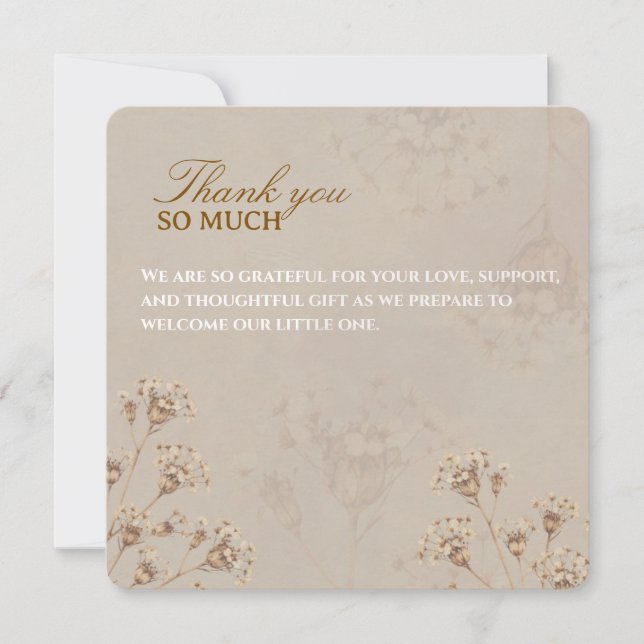 Carte De Remerciements Boho Dried Flower Baby Shower Card (Devant)