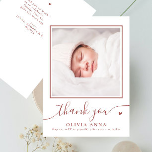 Carte De Remerciements Boho Earthy Elegant Script Baby shower Photo