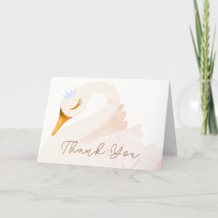 Carte De Remerciements Boho Elegant Princess Swan Girl Baby shower