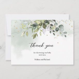 Carte De Remerciements Boho Eucalyptus verdure branches baby shower or