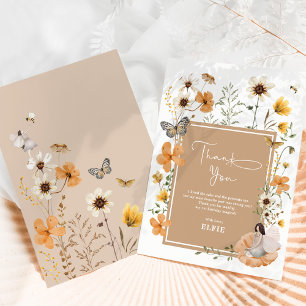 Carte De Remerciements Boho Fall Fairy Fleur sauvage Garden Girl Annivers
