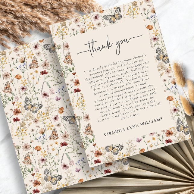Carte De Remerciements Boho Fleur Sauvage (Boho Wildflower Thank You Card with Butterflies by Painted Paperie
)