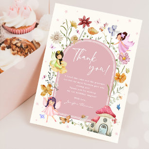Carte De Remerciements Boho Fleur sauvage Fairy 1er fête d'anniversaire