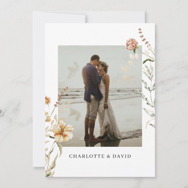 Carte De Remerciements Boho Fleurs des Champs Photo Baby Shower de Mariée (Dos)