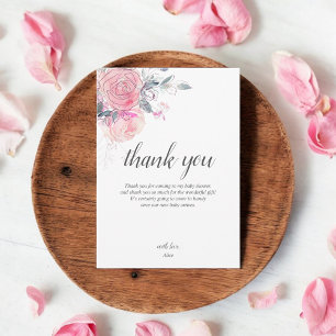 Carte De Remerciements Boho Fleurs Rose Clair Baby Shower