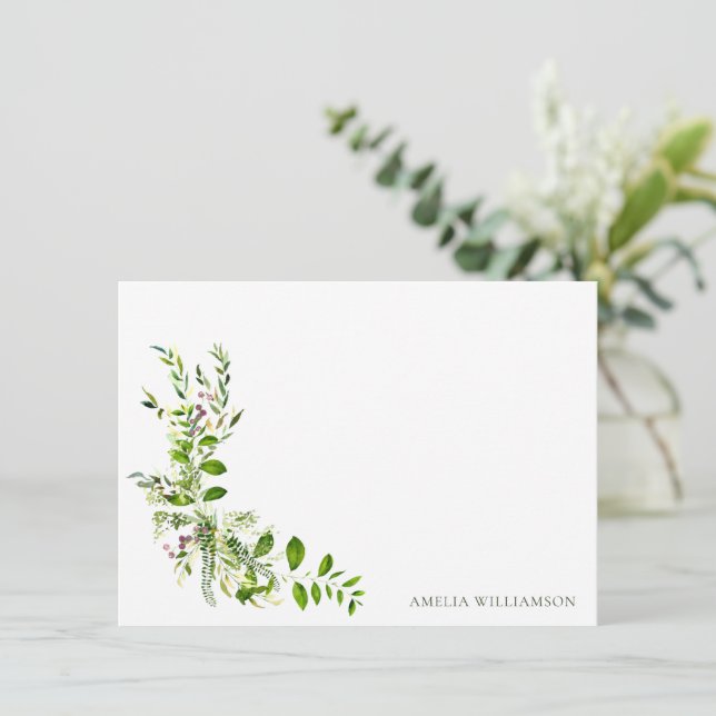 Carte De Remerciements Boho Floral Aquarelle Fête de Mariage (Debout devant)