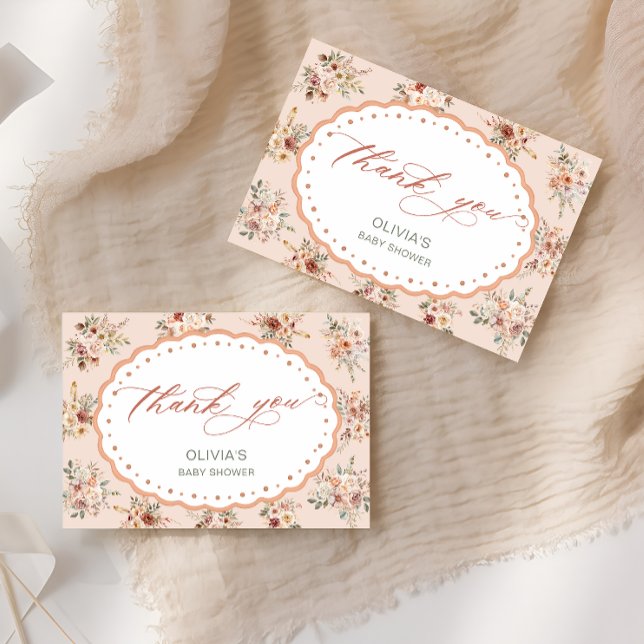 Carte De Remerciements Boho Floral Baby Shower Thank You Card (Créateur téléchargé)