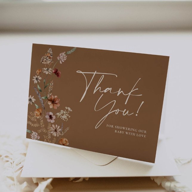 Carte de remerciements Boho Floral Fall Baby showe (Créateur téléchargé)