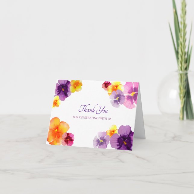 Carte De Remerciements Boho Floral Hand-Illustrated Pansy Bridal Shower (Devant)