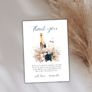 Carte De Remerciements Boho Floral Poppin Champagne Bouteilles Baby showe