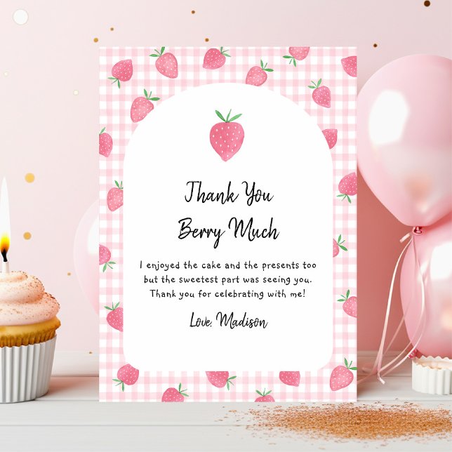 Carte De Remerciements Boho fraise Berry Sweet Anniversaire (Créateur téléchargé)