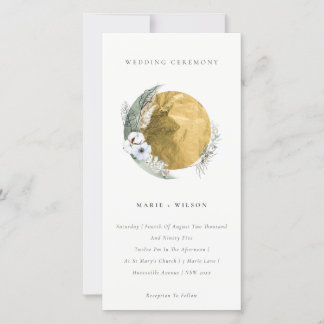 Carte De Remerciements Boho Gold Saga Green Floral Wreath Wedding Invitat