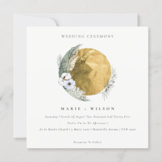 Carte De Remerciements Boho Gold Saga Green Floral Wreath Wedding Invitat
