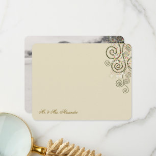 Carte De Remerciements Boho Green Dots & Spirales Élégante photo de maria