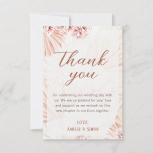 Carte De Remerciements Boho Herbe des Pampas Floral Bohème Blush Terracot